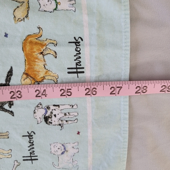 Harrods Light Blue Dog Pet Bandana Handkerchief Dog Breeds Cartoon 18" X 27.5" - Picture 8 of 8